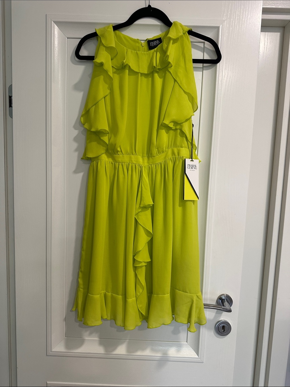 Prabal Gurung for Target Neon Lime Ruffle-Trim Sleeveless Dress